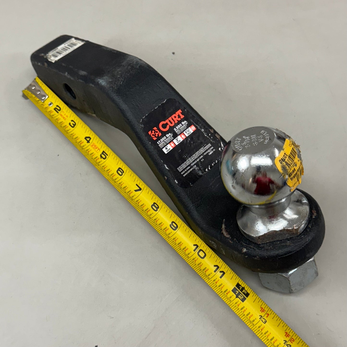 CURT Forged Trailer Hitch Steel Shank Ball Mount 8-1/2" Long 45341
