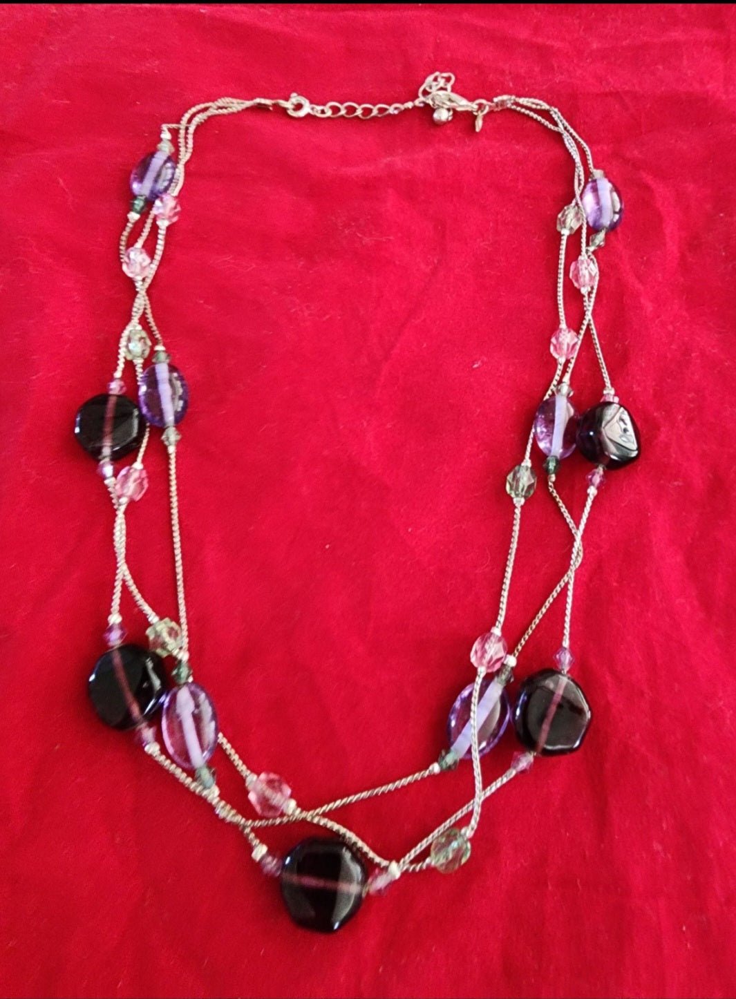 Avon Purple Beaded multi - strand Necklace - I Bought a Yard Sale