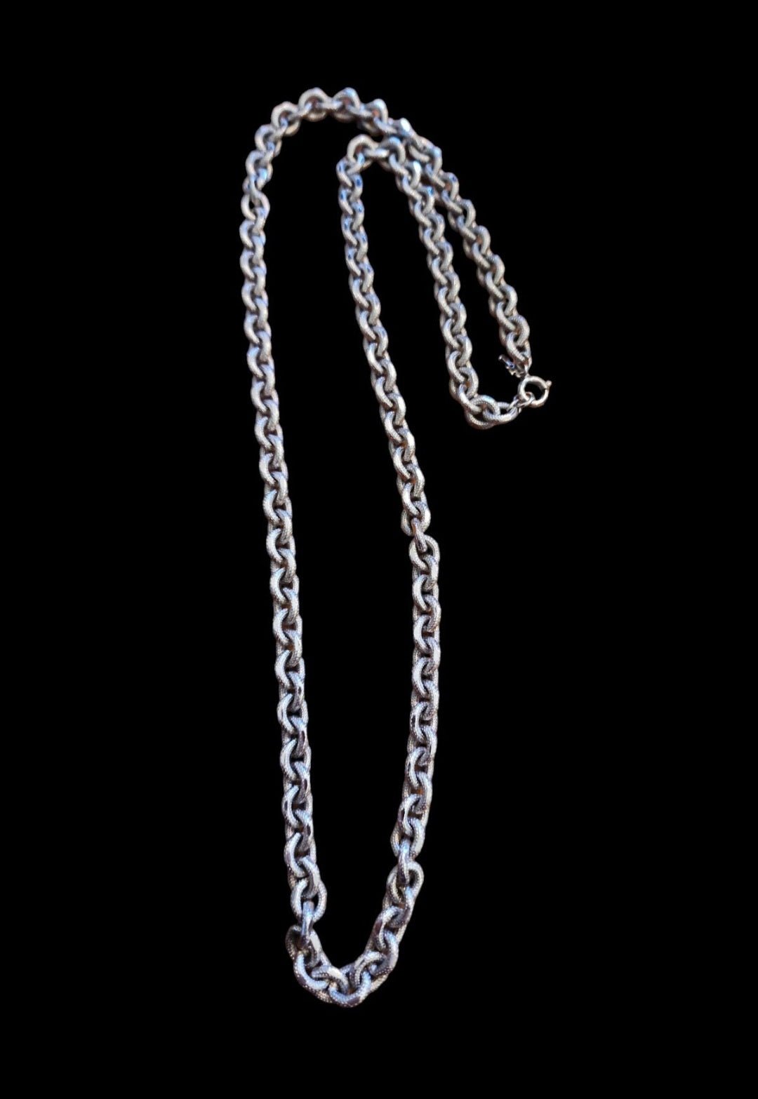 Designer by Crown Trifari, necklace, double link silver tone 38 inches. - I Bought a Yard Sale