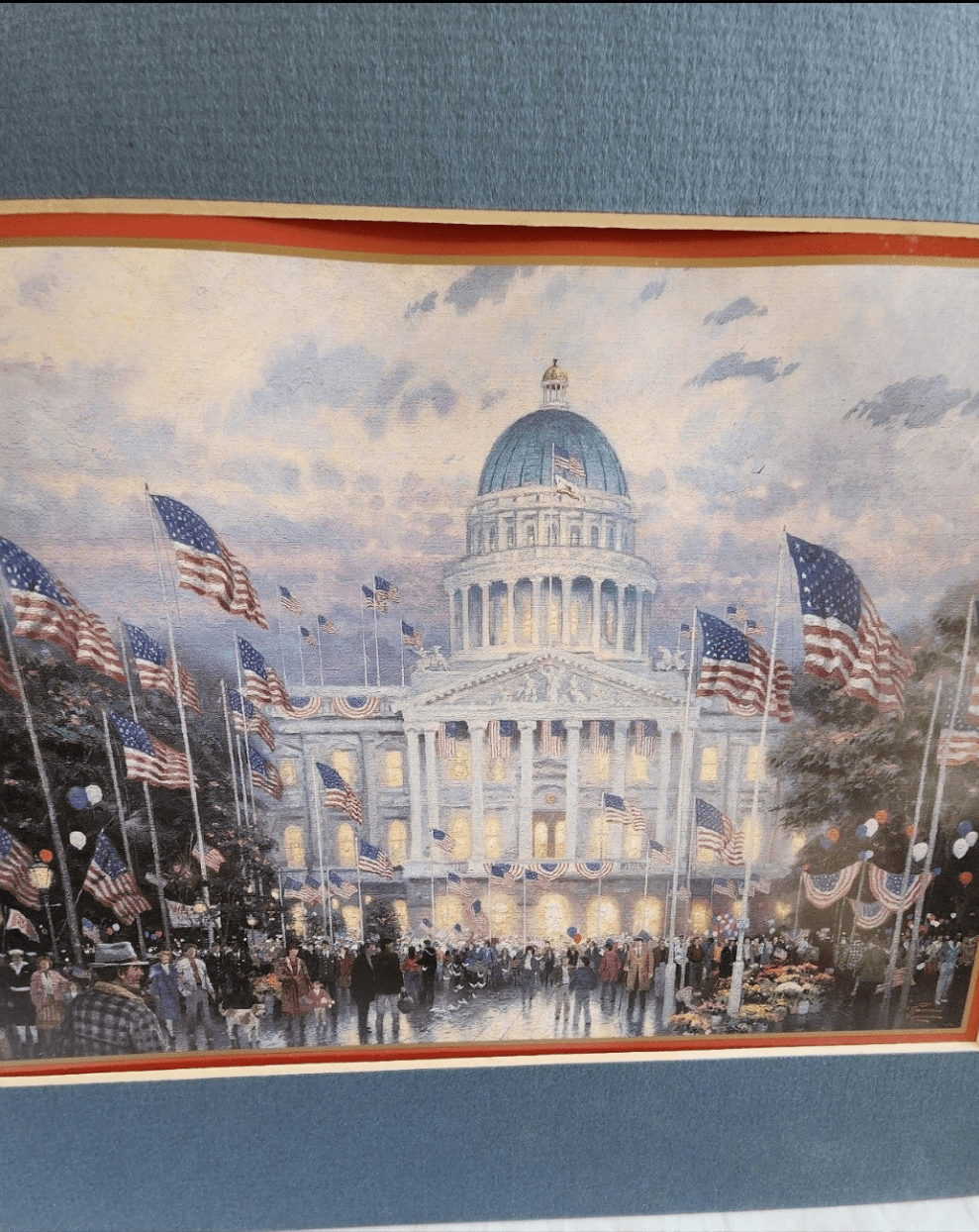 Flags Over the Capitol by Thomas Kinkade Matted Picture Washington DC - I Bought a Yard Sale
