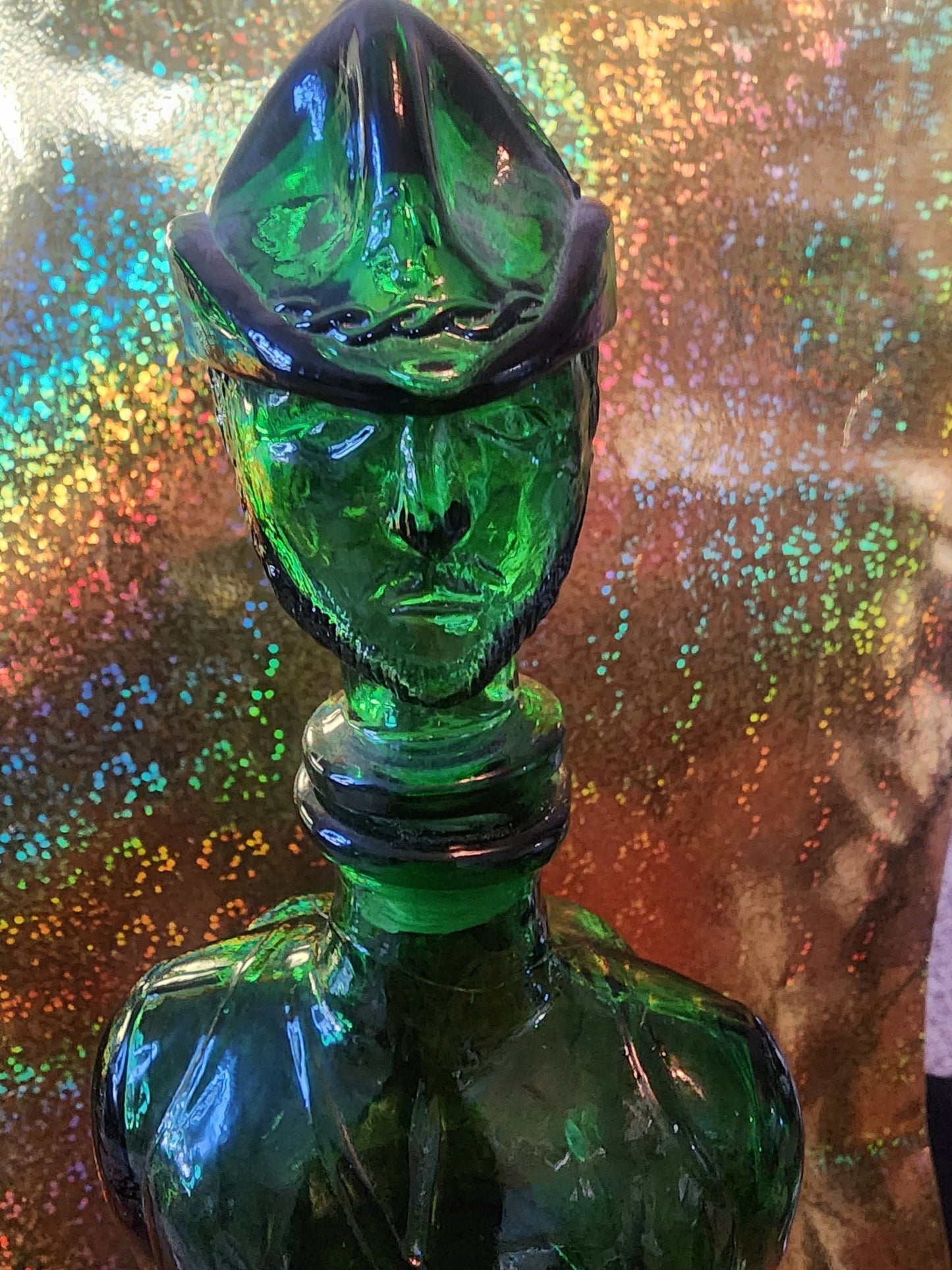 Green Art Glass Soldier Decanter made in Italy - I Bought a Yard Sale