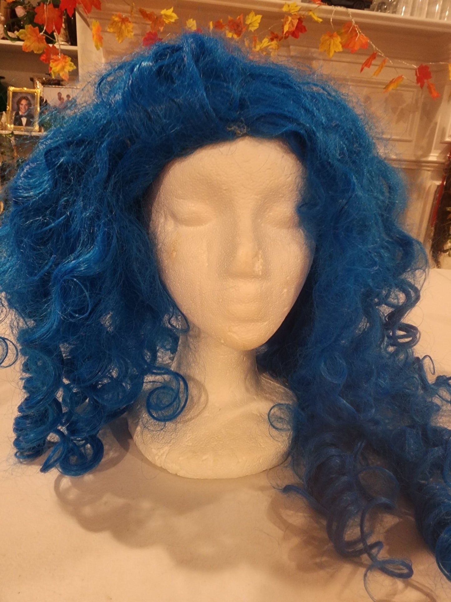 Long, Curly Bright Blue Costume Wig - Cosplay, Halloween, Dress Up - I Bought a Yard Sale