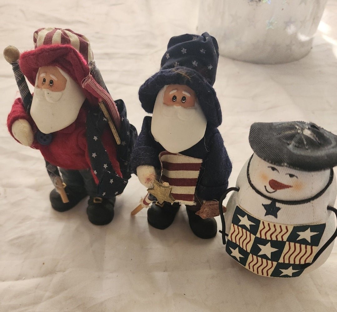 Lot of Patriotic Christmas or 4th of July Ornaments & Figurines Flag Eagle - I Bought a Yard Sale