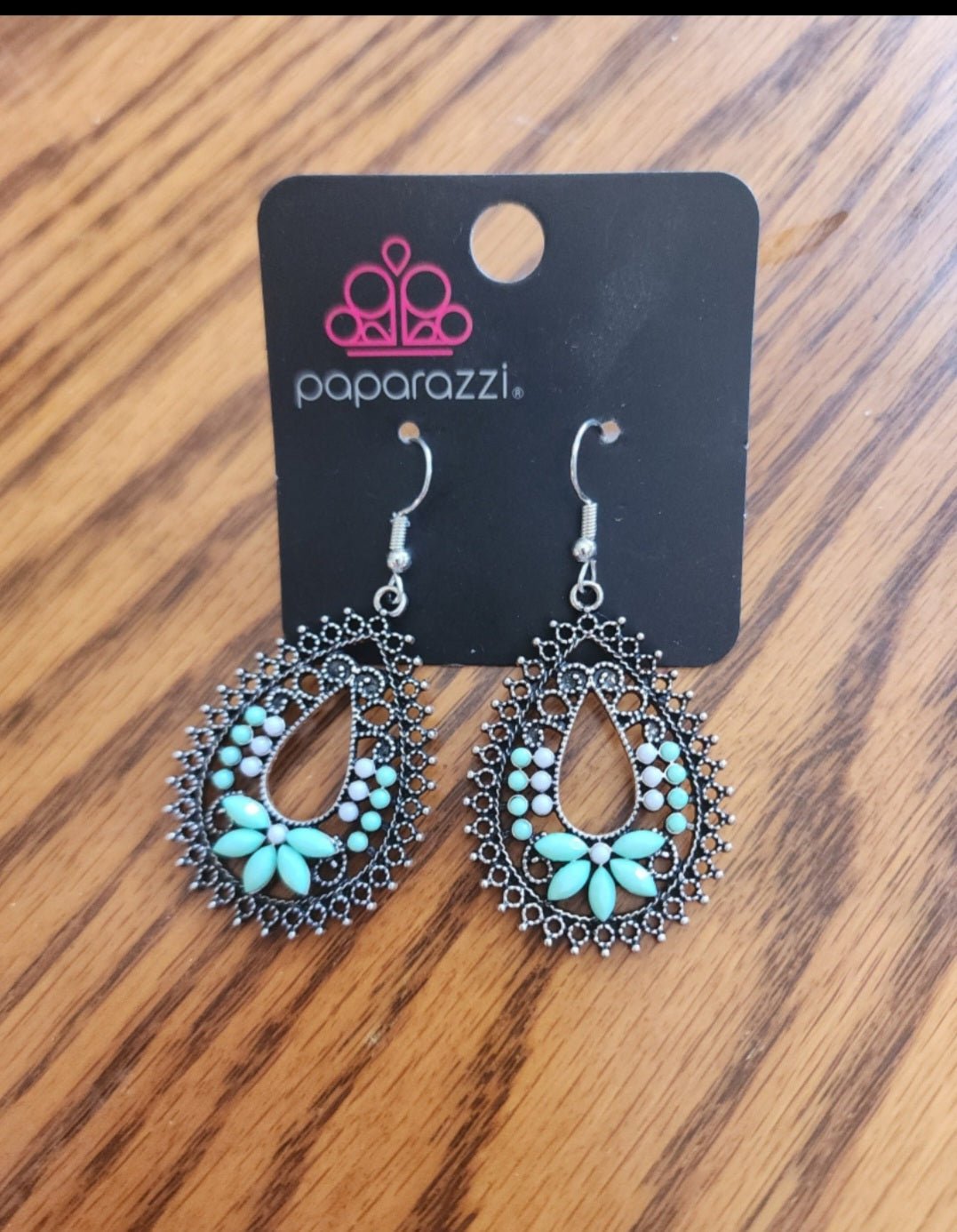 Paparazzi Earrings Teal and antique silver color - I Bought a Yard Sale