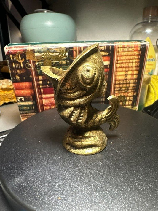 Rare Antique Primitive Hand Made Bronze Brass Fish Ashtray Figure - I Bought a Yard Sale