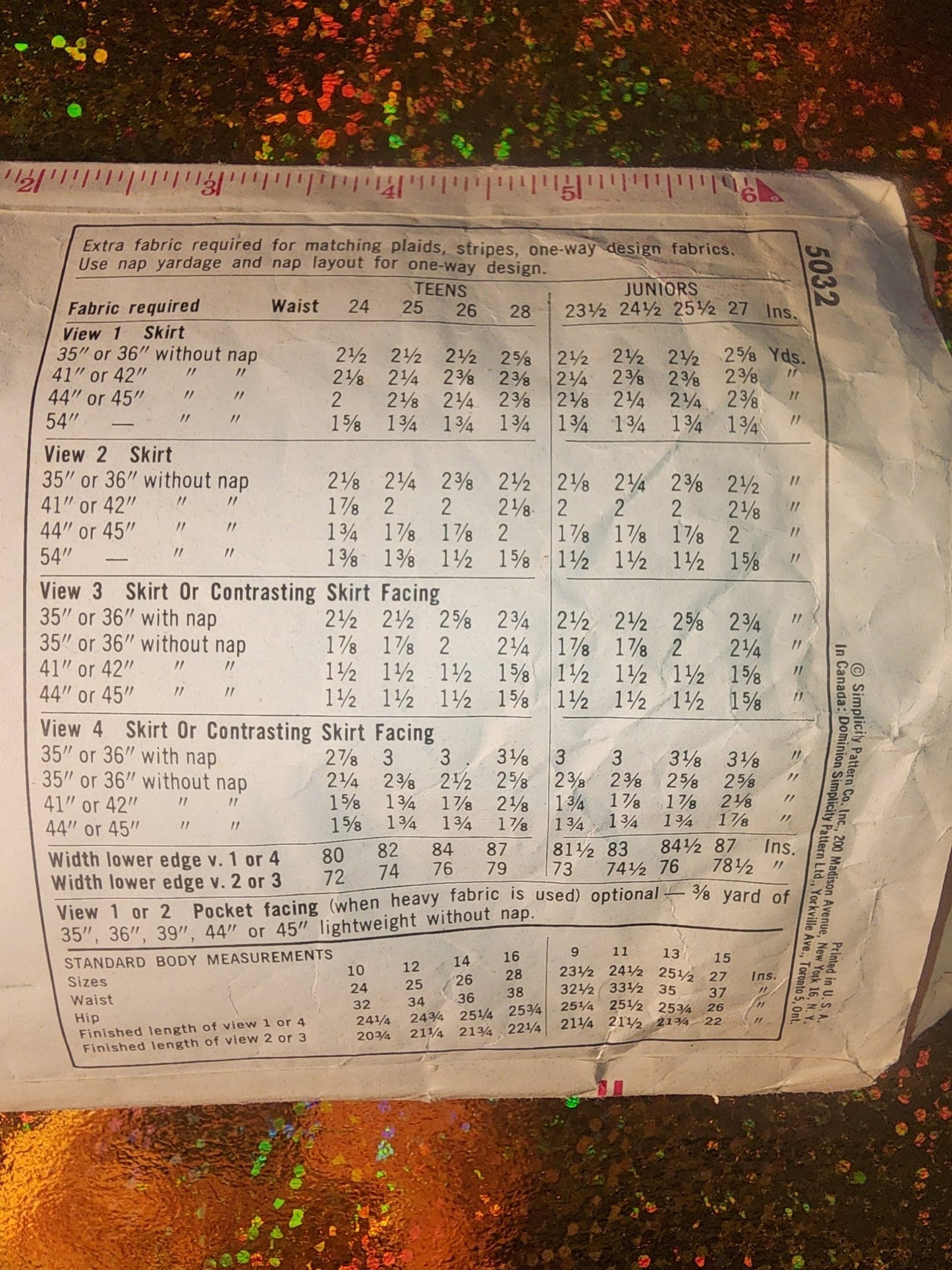 Simplicity vintage Pattern 5032 reversible wrap around junior skirt waist 23.5 - I Bought a Yard Sale