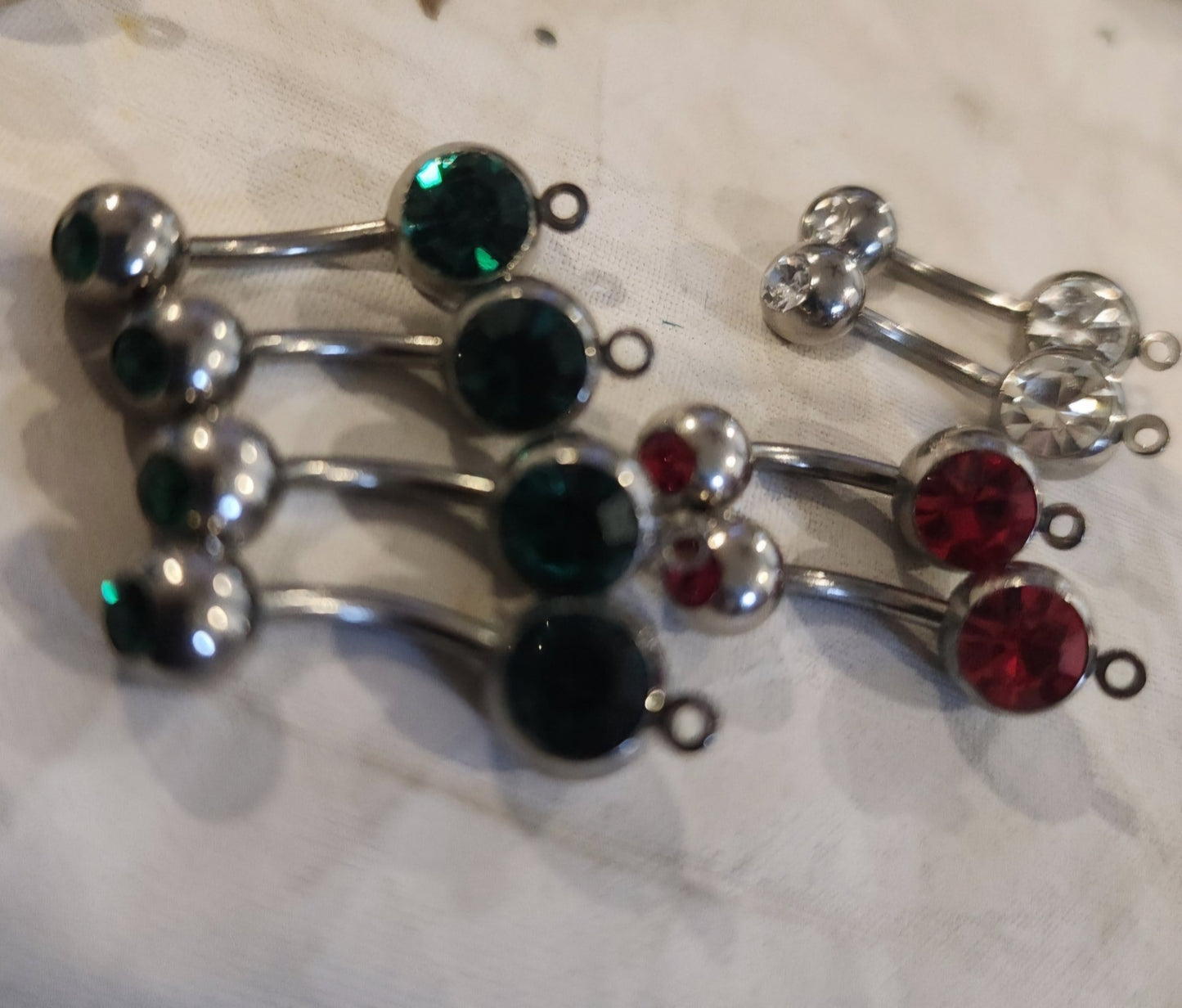 Sparkling Lot of 14 Double Jewel Belly button Rings - I Bought a Yard Sale