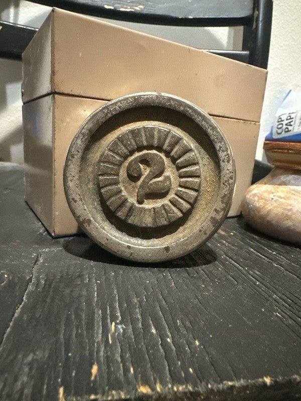 Vintage 2 Seer Iron Weight Old Rare Rustic Mercantile Measuring Scale - I Bought a Yard Sale
