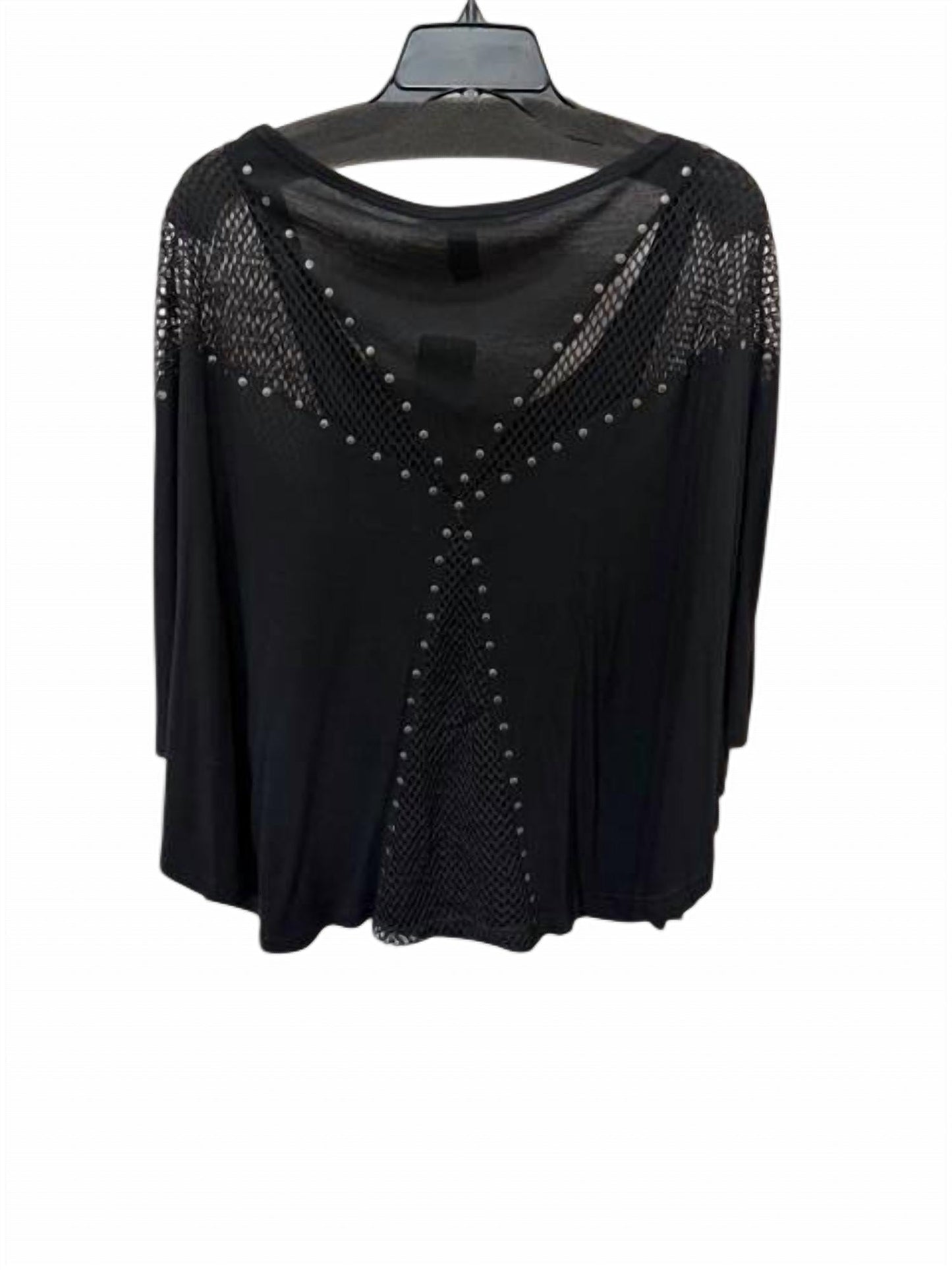 Women Oversized Flutter Sleeve Fishnet Studded Blouse - I Bought a Yard Sale