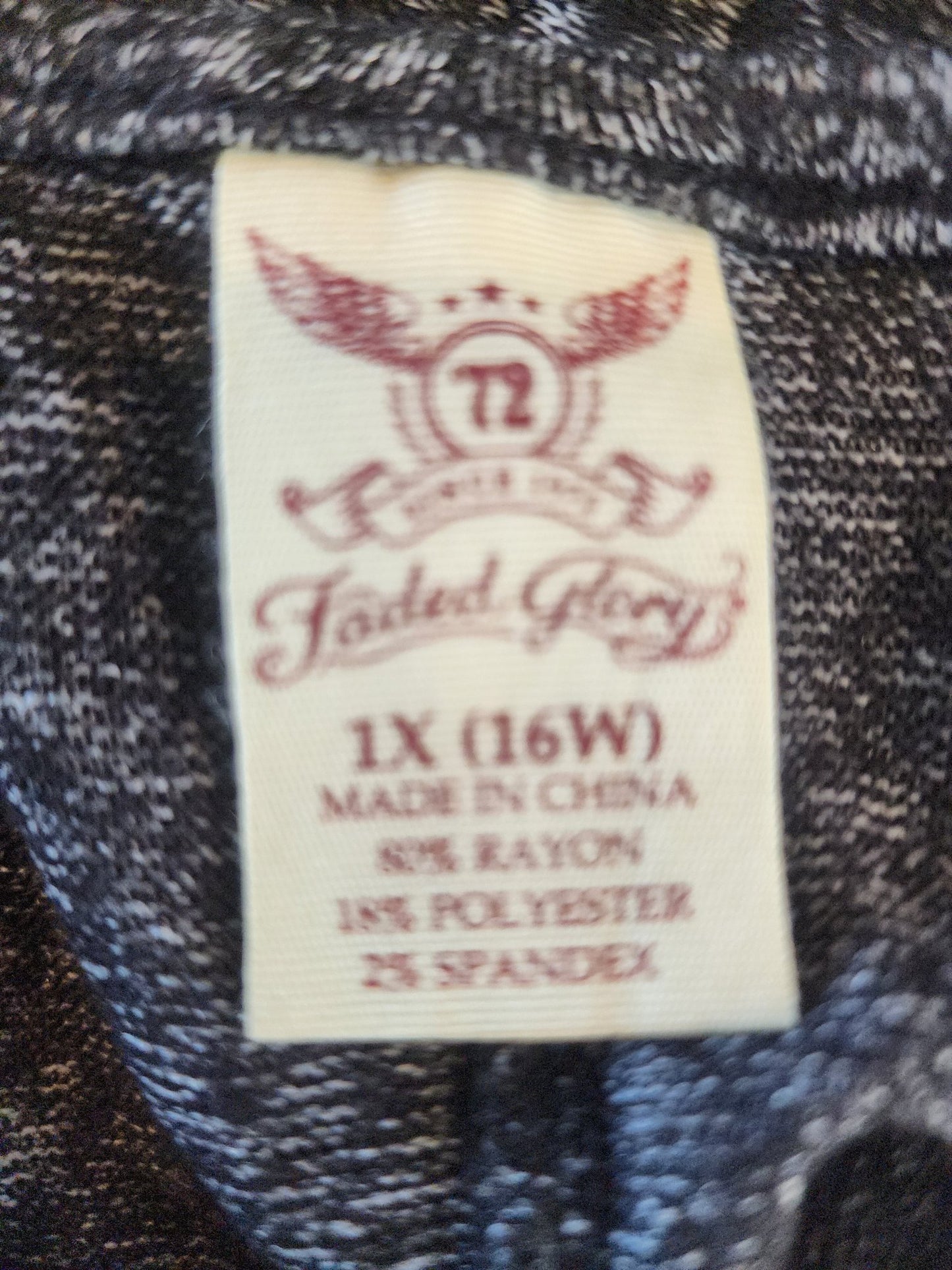 Women's Faded Glory Asymmetrical Shirt heather black short sleeve 16x - I Bought a Yard Sale