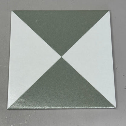 MUTINA (16 Tiles) Spain Encaustic Tiles 8" x 8" Green & White NDM30