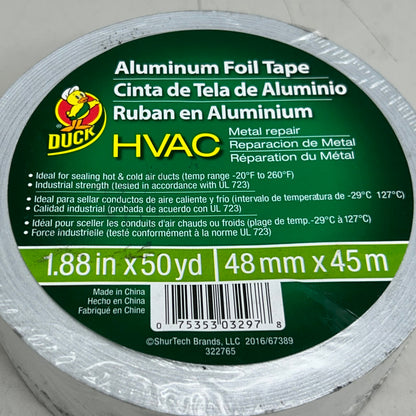 DUCK (3 PACK) Aluminum Foil Tape For Metal Repair 1.88"x50YRDS Silver (New Other- Slightly Distressed Packaging)