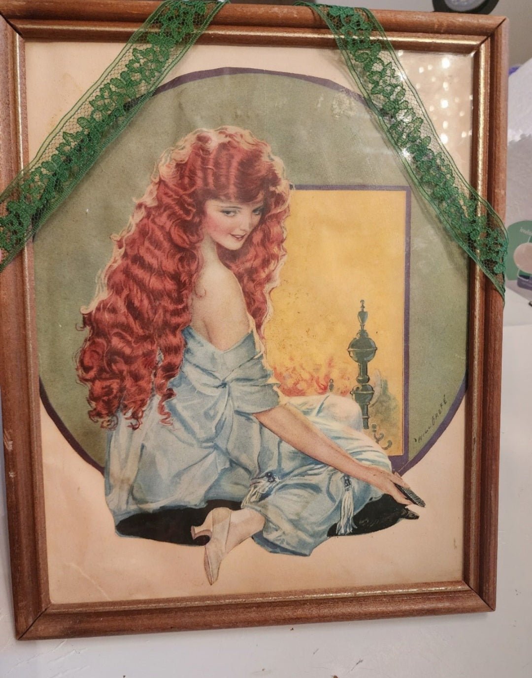 1930's Framed Shampoo Advertisement Red Head - I Bought a Yard Sale