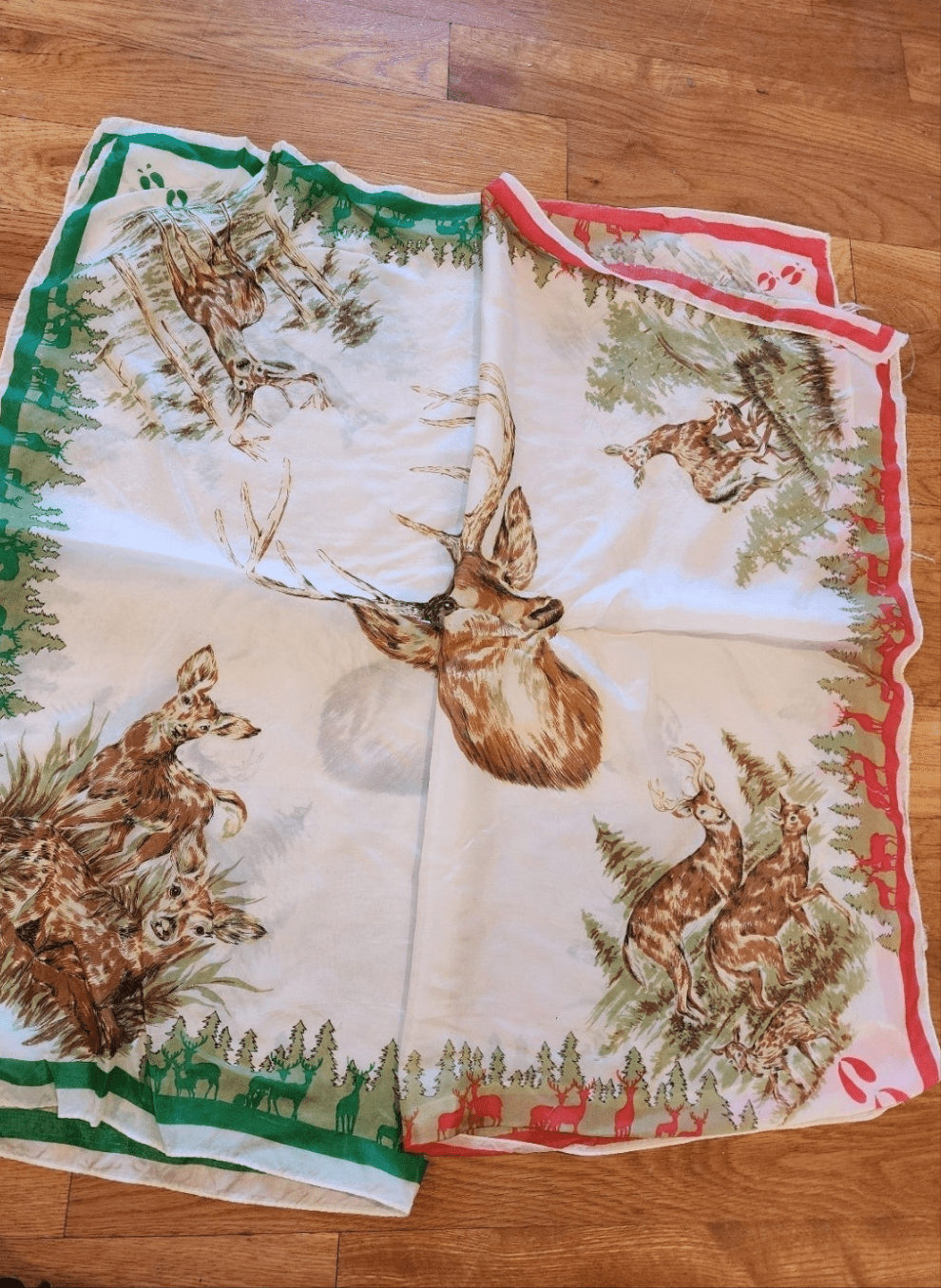 2 Deer Rayon Scarves Vintage Woodland Charm - I Bought a Yard Sale