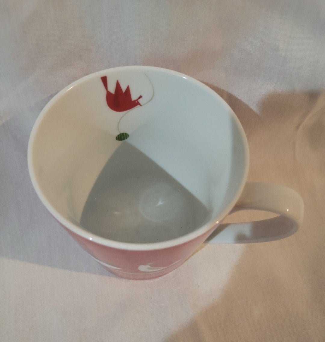 2011 Starbucks Red coffee mug. With Birds like new - I Bought a Yard Sale