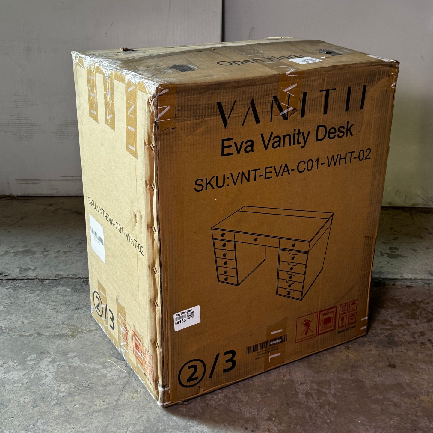 VANITTI Makeup Vanity Desk With 13 Storage Drawers 60"L x 21.66"W x 31.9"H White VNT-EVA-C01-WHT-02 (New Other, Minor Damage)
