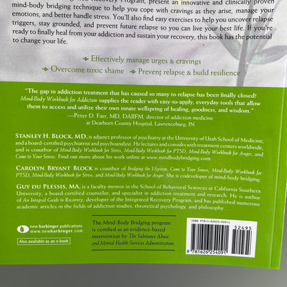 MIND-BODY WORKBOOK FOR ADDICTION Effective Tools Substance Abuse Recovery Book