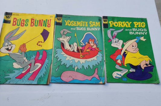 3 Whitman Comics Bugs Bunny Yosemite Sam & Porky Pig - I Bought a Yard Sale