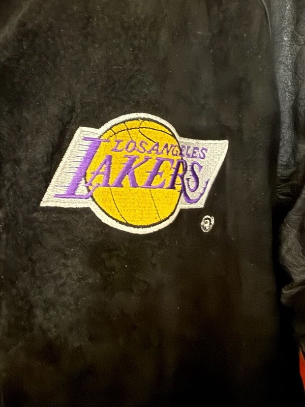 Vintage Starter Los Angeles Lakers Genuine Leather Suede Bomber Jacket