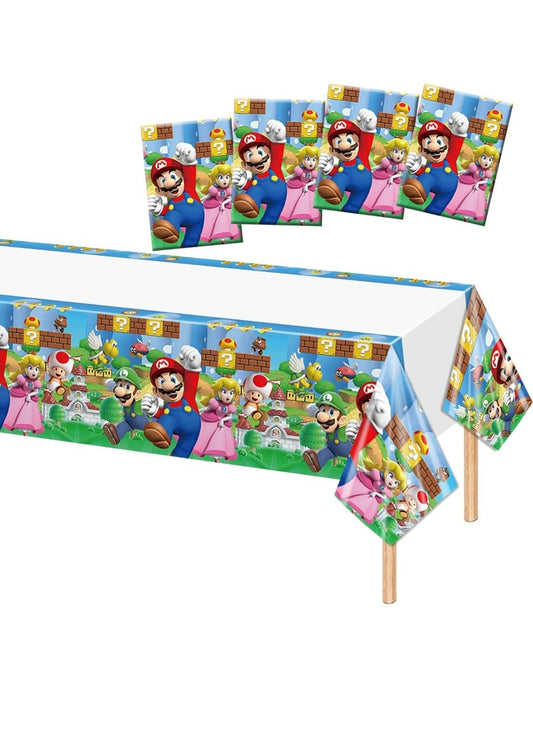 4 PCS Mario Birthday Party Tablecloth 42.5 x 70.8 inch, Brother Party Tablecloth for Mario Birthday Party Supplies Decorations - I Bought a Yard Sale