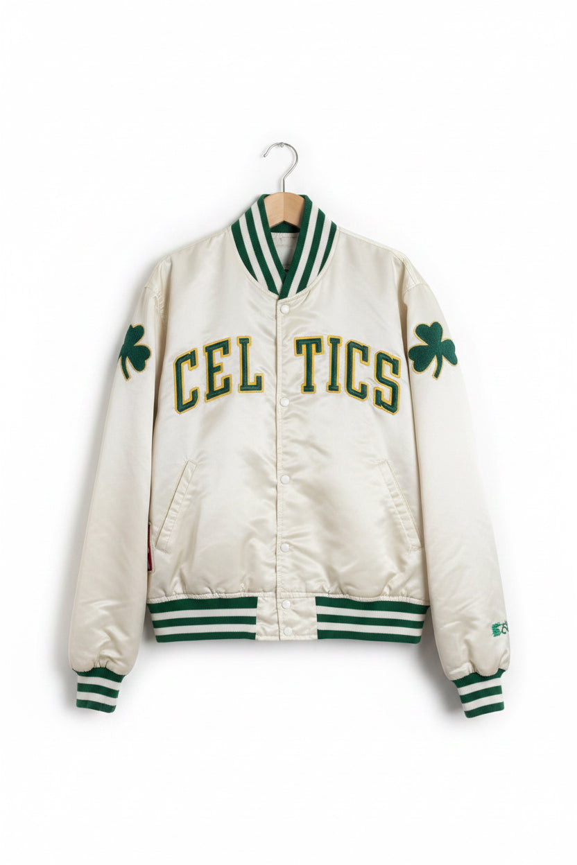 Rare Vintage White Satin Celtics Starter Jacket