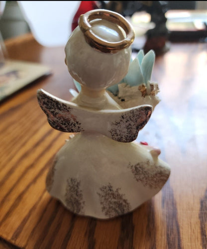50's LEFTON January ANGEL figurine Japan 489 Snowdrop Garnet aprox 4.5" tall - I Bought a Yard Sale