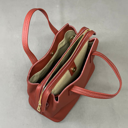 PARKER CLAY Limited Edition Napa Handbag W/ Removable Strap 12"x9"x6", 5" Handle Drop Wine Red