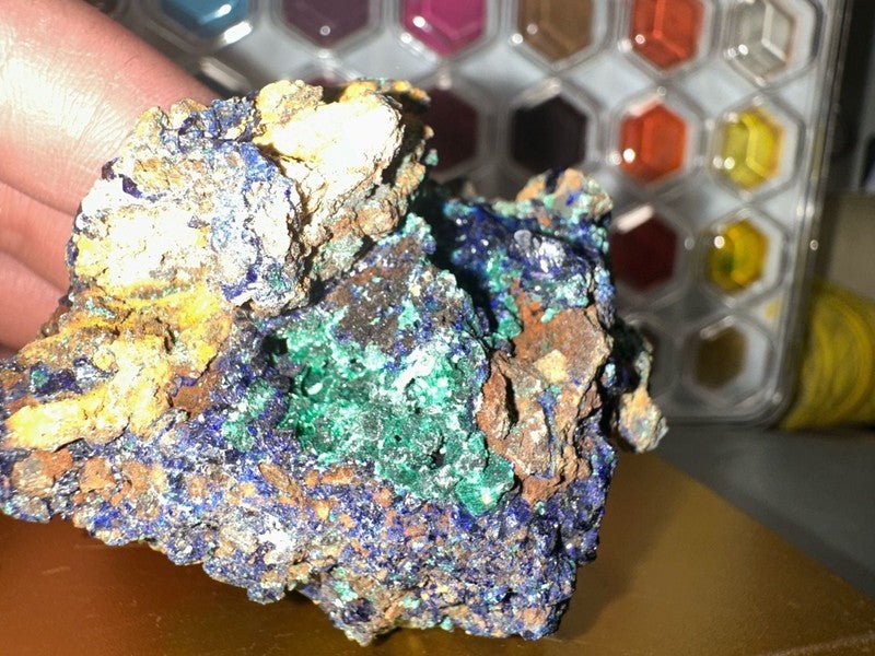 99.6g Azurite and Malachite Cluster Mineral Specimen - I Bought a Yard Sale