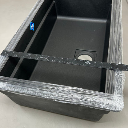 FRANKE UnderMount Single Basin Granite Kitchen Sink 32" Matte Black PKG110310NY (New Other- Distressed Packaging)