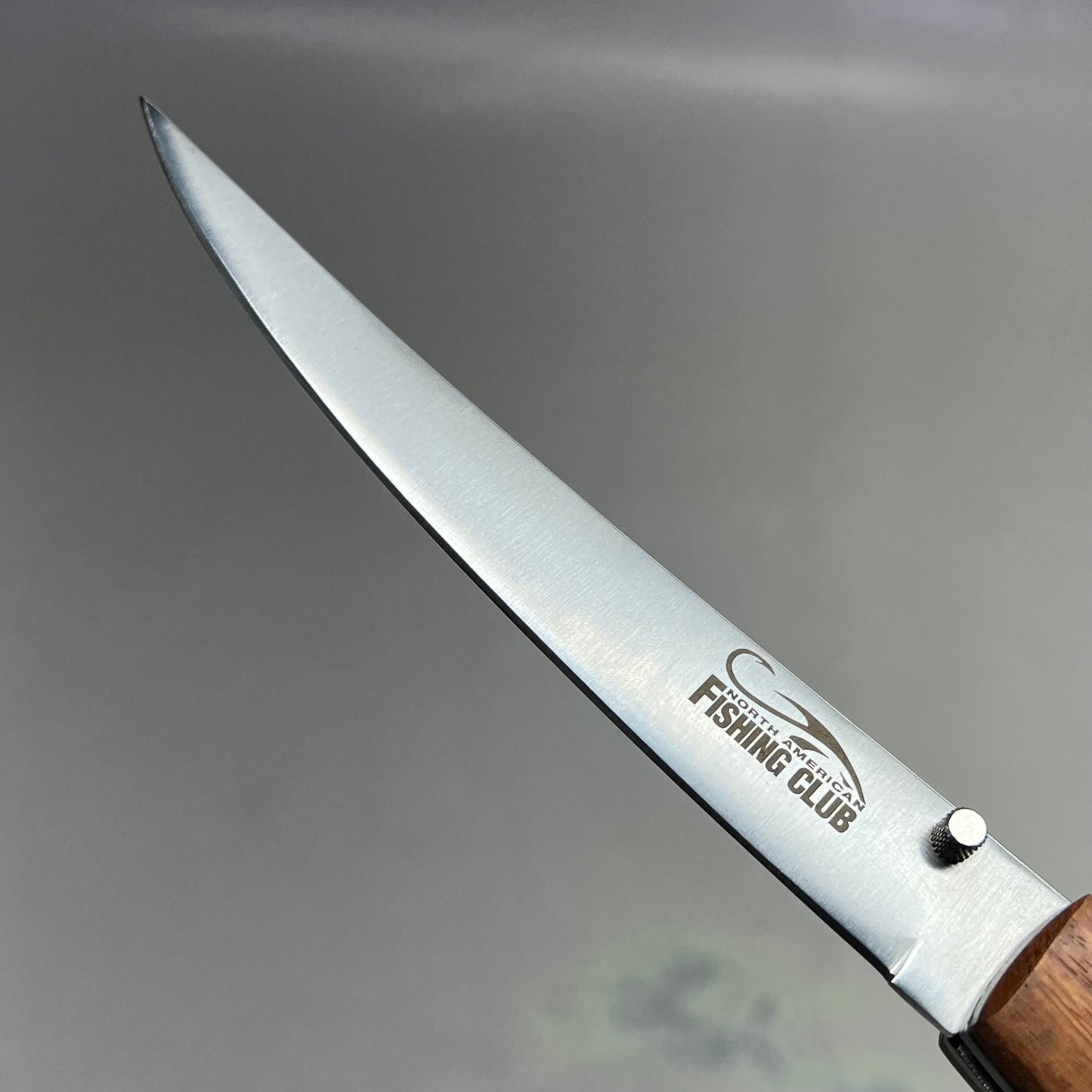 NORTH AMERICAN  Folding Fillet Knife W/ Case 14" Extended Brown Wood FMRFILET