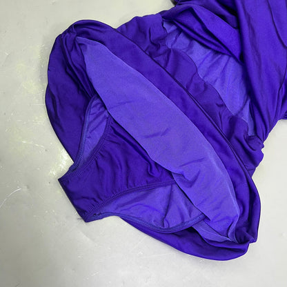 KIYONA Crossover Strap Ruched Built In Bra 1 Piece Swimsuit Women's Sz 0 Purple