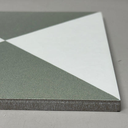MUTINA (16 Tiles) Spain Encaustic Tiles 8" x 8" Green & White NDM30