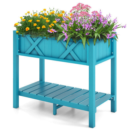HIPS Raised Garden Bed Poly Wood Elevated Planter Box-Black