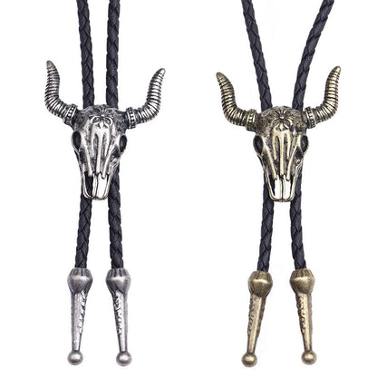 Men's Long Leather Cow Head Fashion Vintage Necklaces