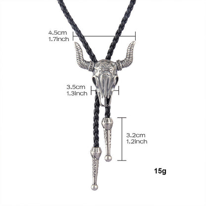 Men's Long Leather Cow Head Fashion Vintage Necklaces