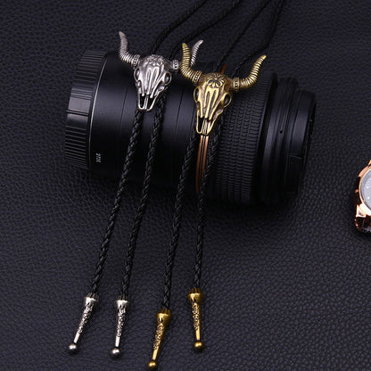 Men's Long Leather Cow Head Fashion Vintage Necklaces