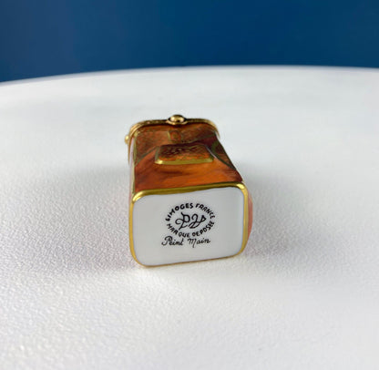 Golf Club Bag Collectible Porcelain Limoges Box.  Miniature Hand Painted Pill or Trinket Box. Gift for Golfing Dad, Buddy, Him Her.
