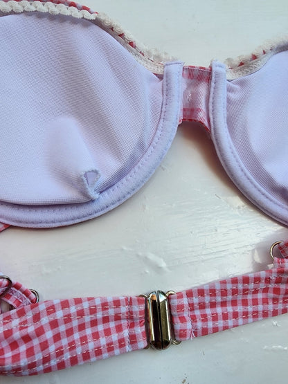 Adorable Pink & White Gingham Plaid Bikini Swimsuit Set - Top Small, Bottom Med - I Bought a Yard Sale
