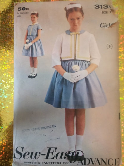 Advance Pattern 3131; ca. 1963; Girls' Dress and Jacket size 7 - I Bought a Yard Sale