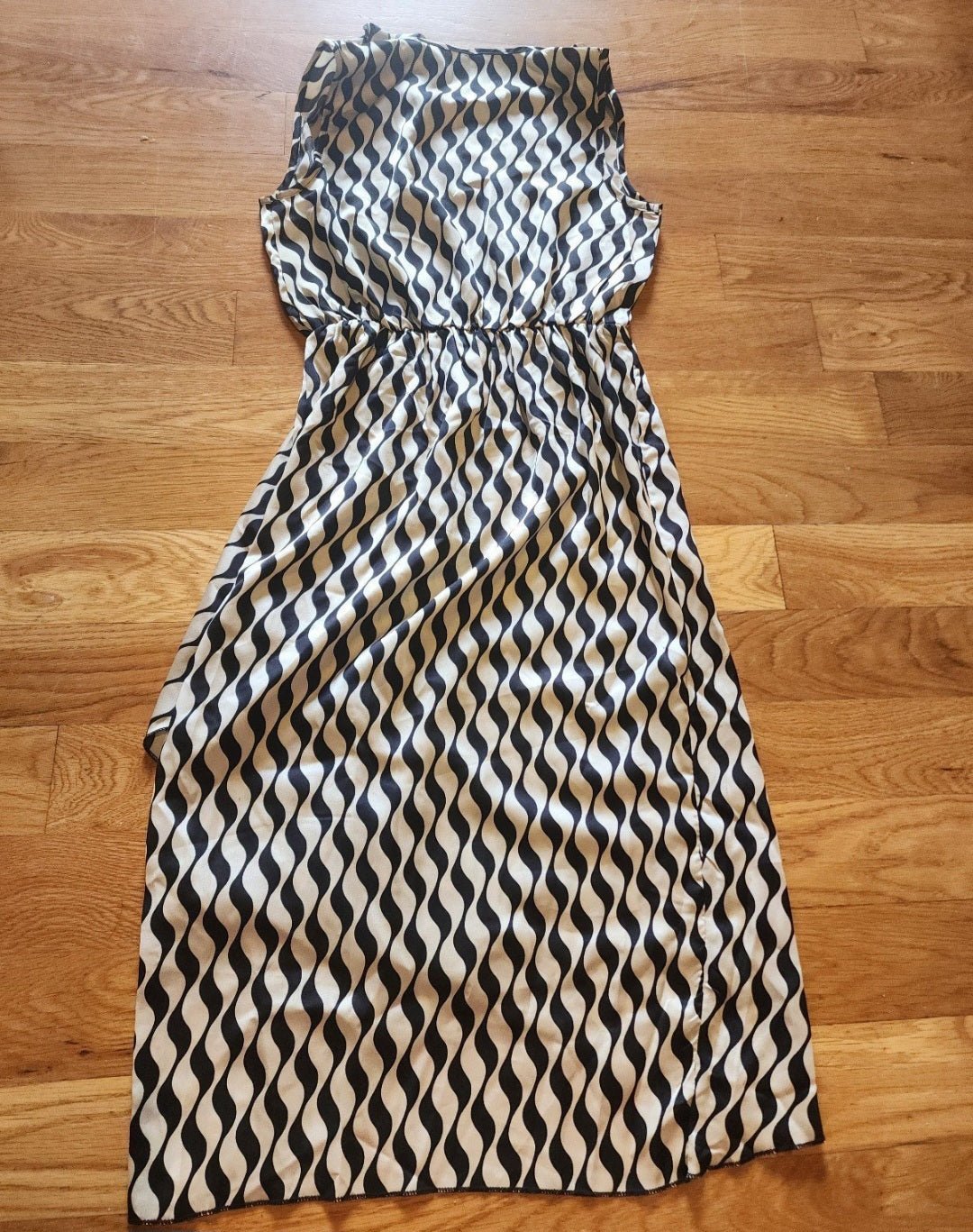 Allover Print Cow Neck Dress, Elegant Sleeveless Wrap Hem Dress, Women's XS - I Bought a Yard Sale
