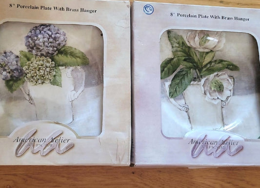 American Atelier 8" Plate Decor with brass hangers new in box - I Bought a Yard Sale
