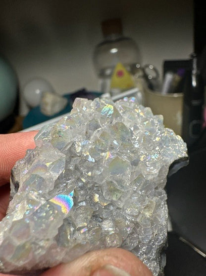 Angel Aura Quartz Crystal Cluster on Matrix 87.99g - I Bought a Yard Sale