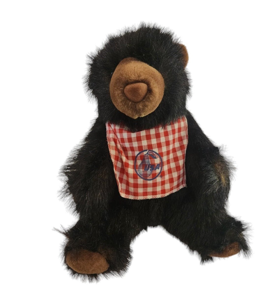 Animal Fair PEAR BEAR Black Bear Long Shaggy Fur Long Nose Bandana & Tag 11" - I Bought a Yard Sale