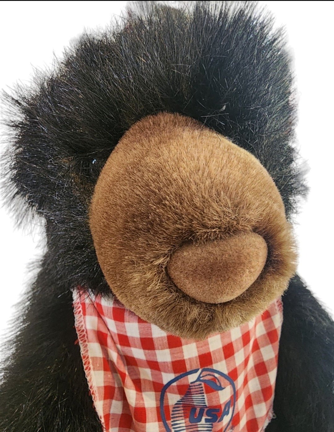 Animal Fair PEAR BEAR Black Bear Long Shaggy Fur Long Nose Bandana & Tag 11" - I Bought a Yard Sale