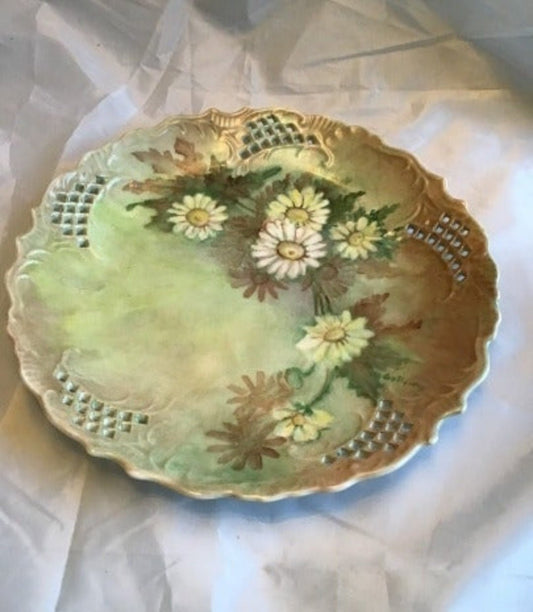 Antique plate with hand - painted Daisies Platter - I Bought a Yard Sale
