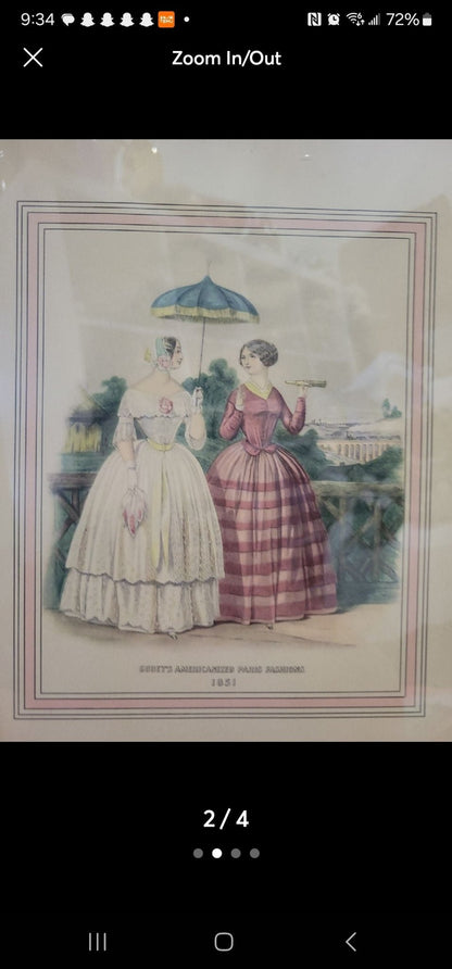 Antique Victorian fashion Print Picture French Paris 1851 - I Bought a Yard Sale