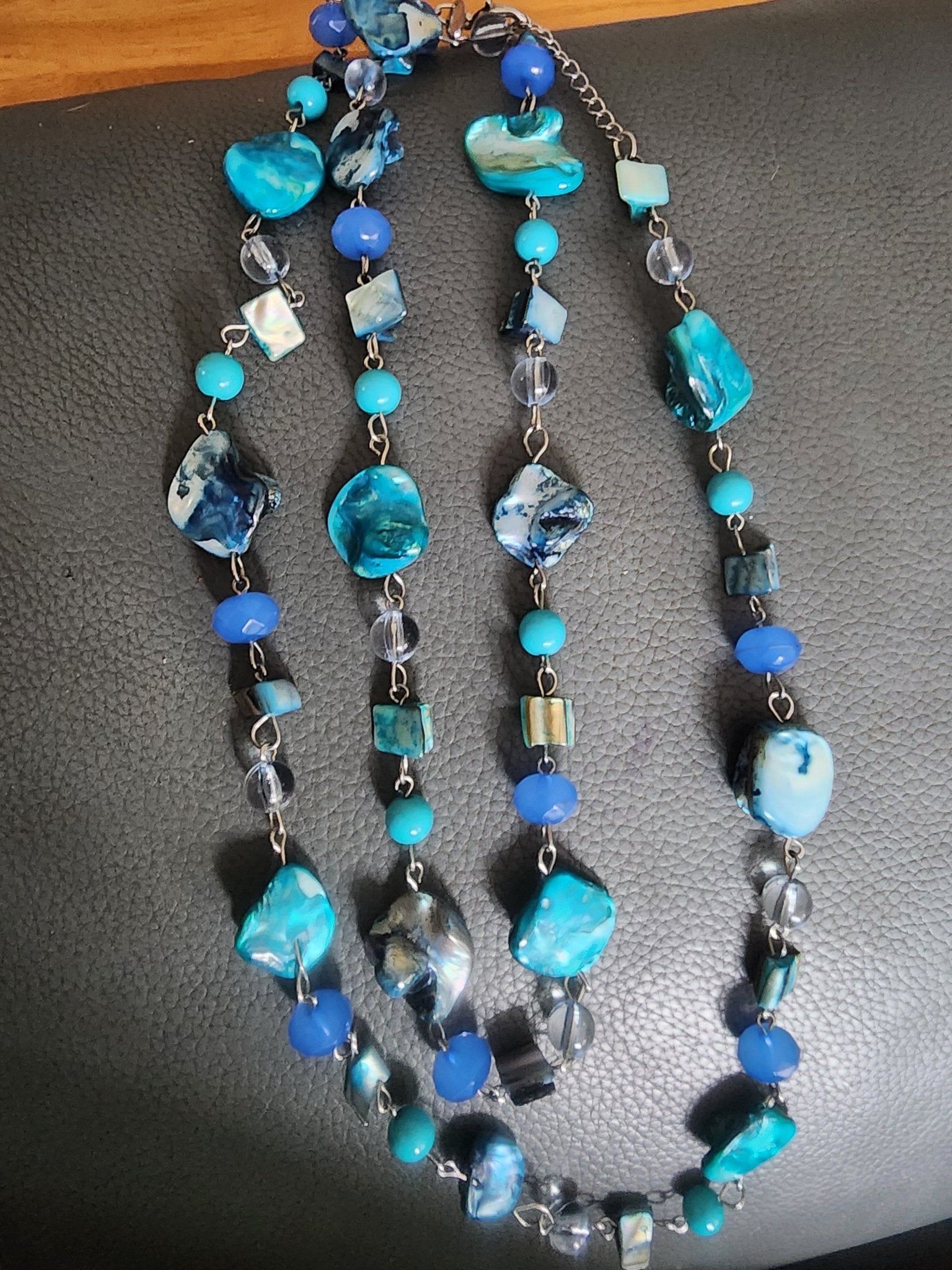 AVENUE Brand Dyed Blue Turquoise Mother of Pearl Fashion Necklace Double Strand - I Bought a Yard Sale