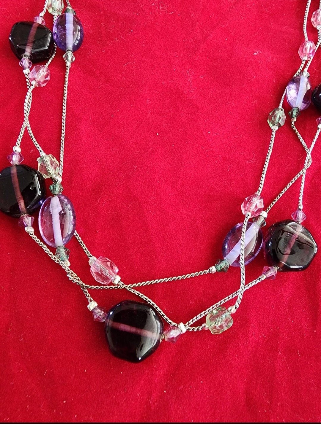 Avon Purple Beaded multi - strand Necklace - I Bought a Yard Sale