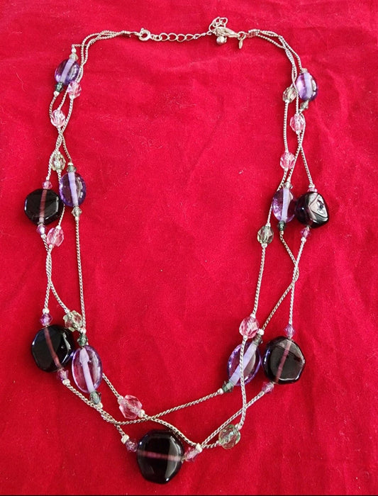Avon Purple Beaded multi - strand Necklace - I Bought a Yard Sale