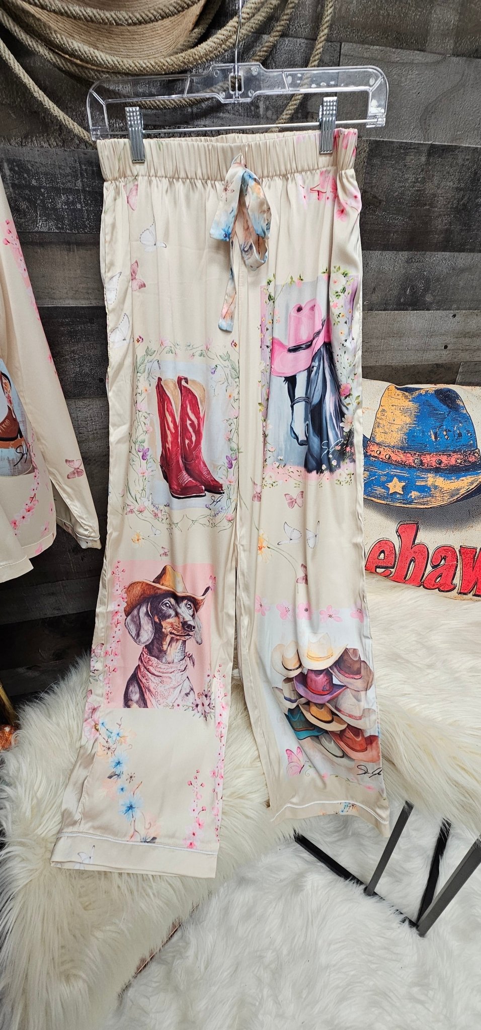 Baha Ranch Danilo Painted Cowgirl Satin Long Pajamas - I Bought a Yard Sale